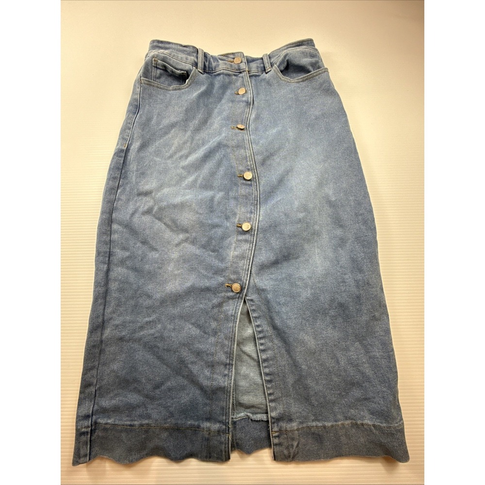 Women's 151 One 5 One Denim Pencil Skirt Large Front Slit Button Fly L